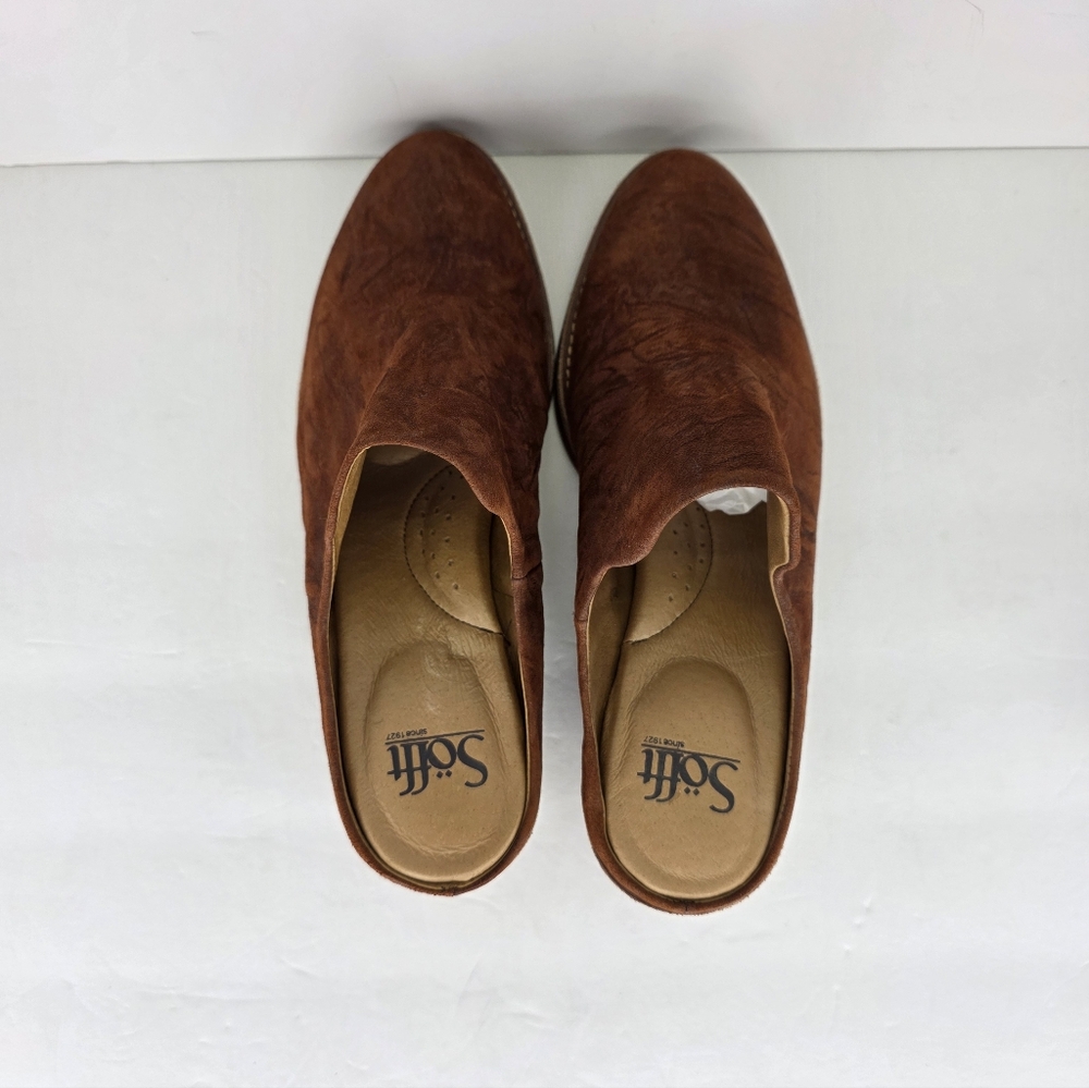Sofft Ameera Cognac Suede Textured Western Shoes Leather Mule Clogs Size 8.5M - Picture 11 of 16